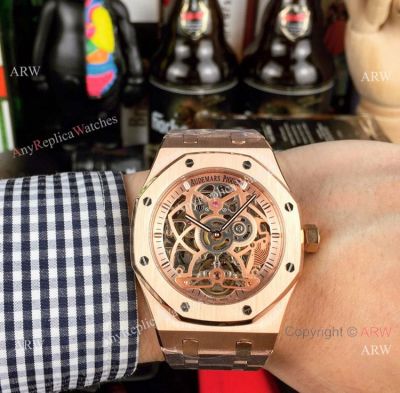 Audemars Piguet Royal Oak Skeleton Replica Watch Rose Gold Case